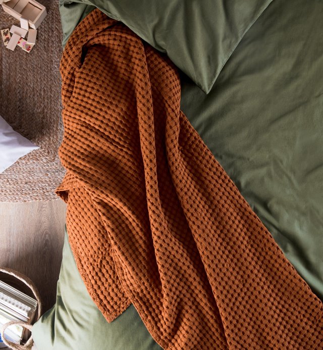 Jeté gaufré en coton bio - Commandez en ligne | Kadolis Canada