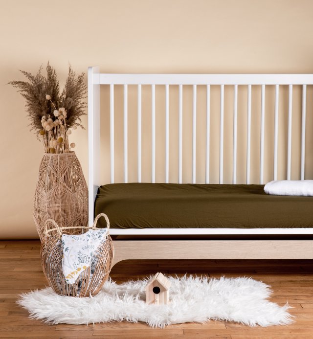 Drap contour bébé en percale de coton bio lavé | Kadolis Canada